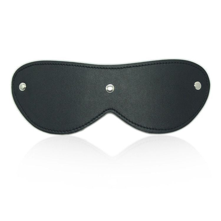 Blindfold mask black maschera da notte in simil pelle nero bondage fetish sexy uomo e donna