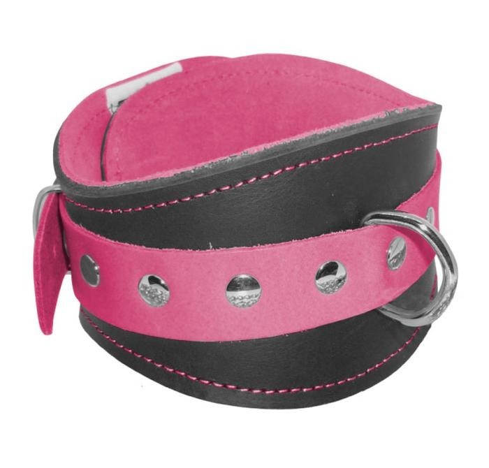 costrittivo bondage collare nero pink in vera pelle sadomaso sexy uomo donna