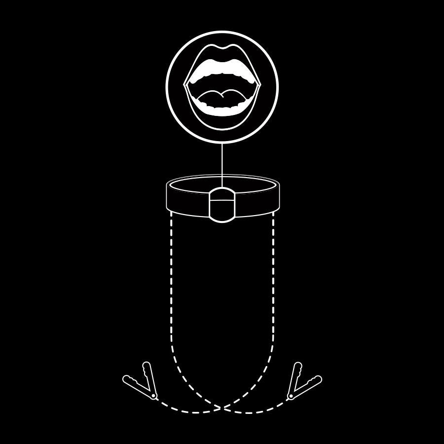 Morso con morsetti per capezzoli FETISH SUBMISSIVE RING GAG WITH NIPPLE CLAMPS