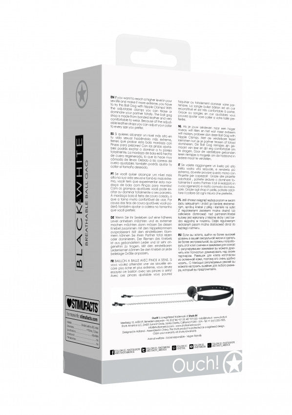 Morso con strizza capezzoli Breathable Ball Gag With Nipple Clamps