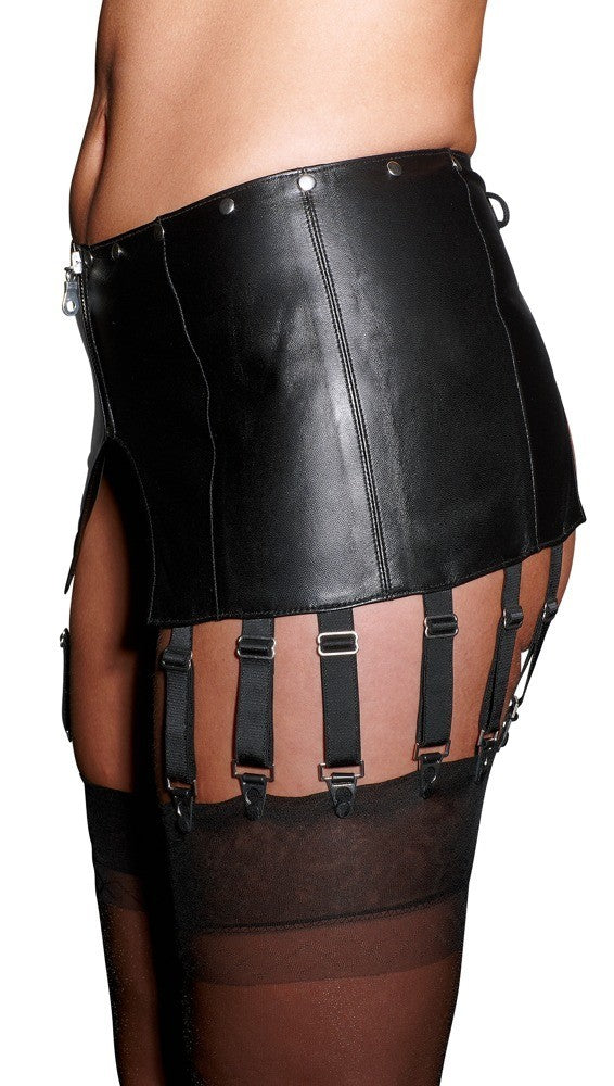 reggicalze in pelle nero per donna sexy con apertura aderente sensuale black