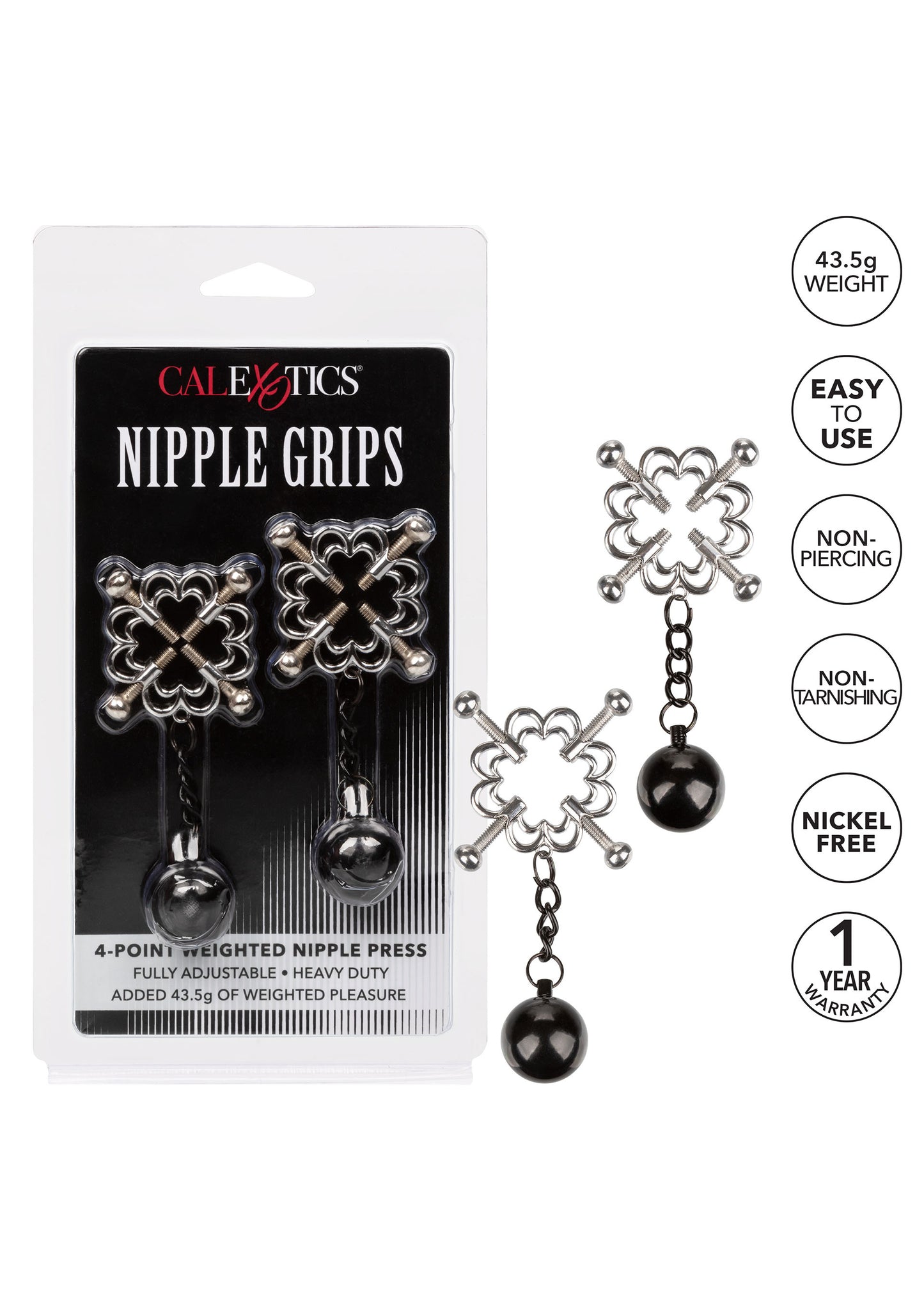 Pinze per capezzoli bondage 4-Point Weighted Nipple Press