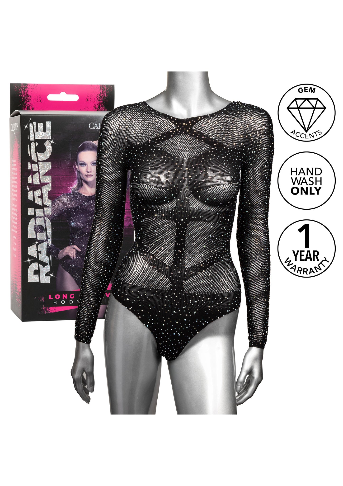 Body donna con brillantini Long Sleeve Bodysuit S/L