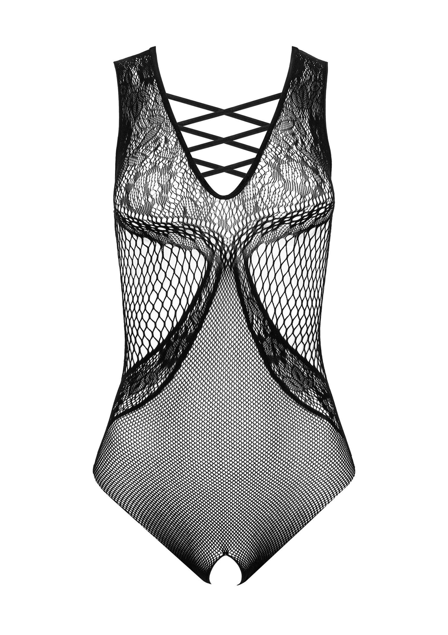 Body in pizzo nero con scollatura e cavallo aperto kotek