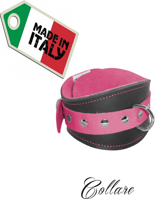 costrittivo bondage collare nero pink in vera pelle sadomaso sexy uomo donna