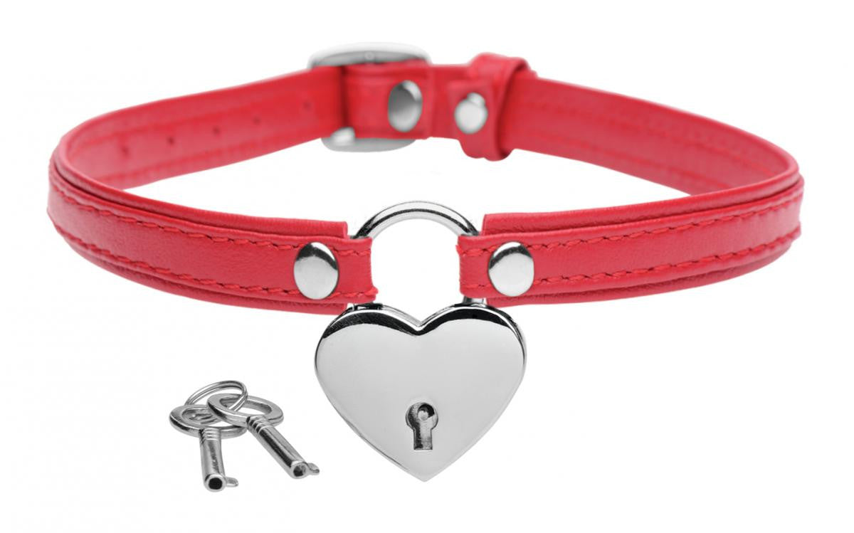 Heart Lock- collare con chiavi- Rosso