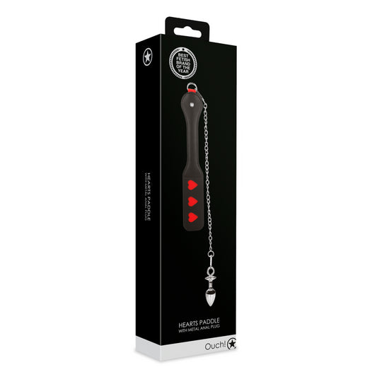 Hearts Paddle with Metal Anal Plug