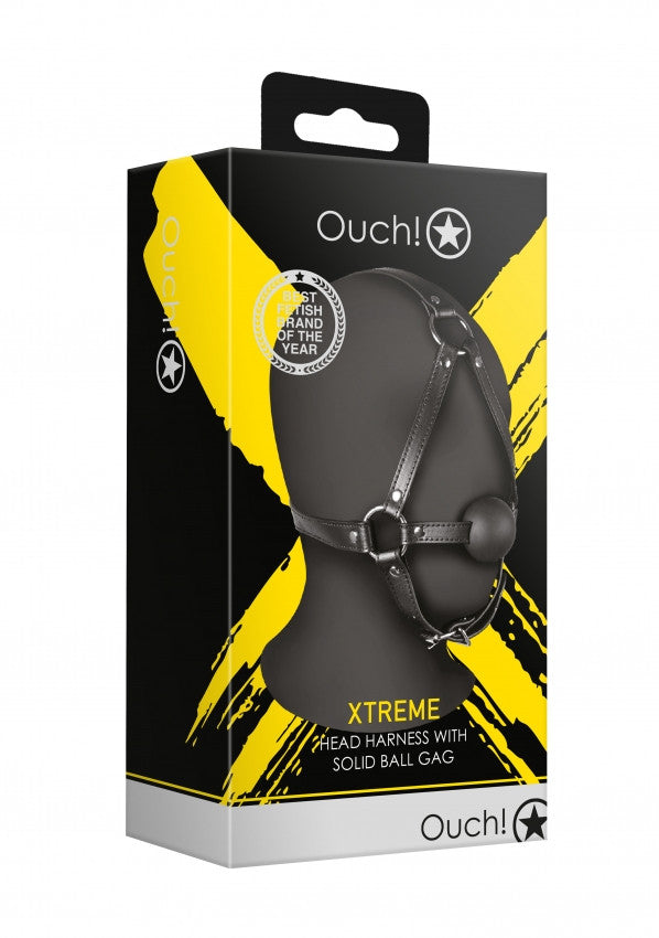 Imbracatura viso con morso Head Harness with Solid Ball Gag Black