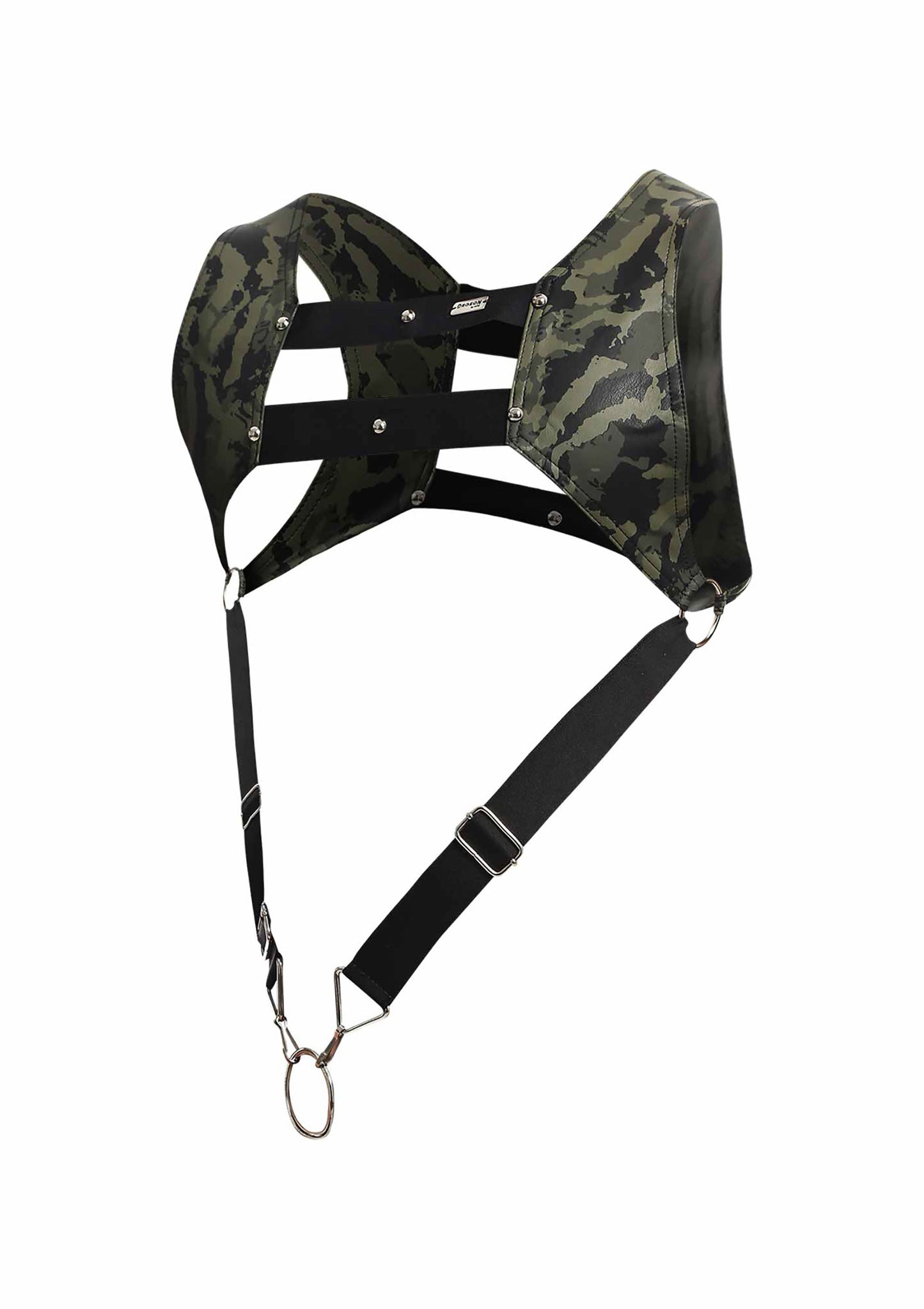 Imbragatura verde militare con anello fallico DNGEON Top Cockring Harness