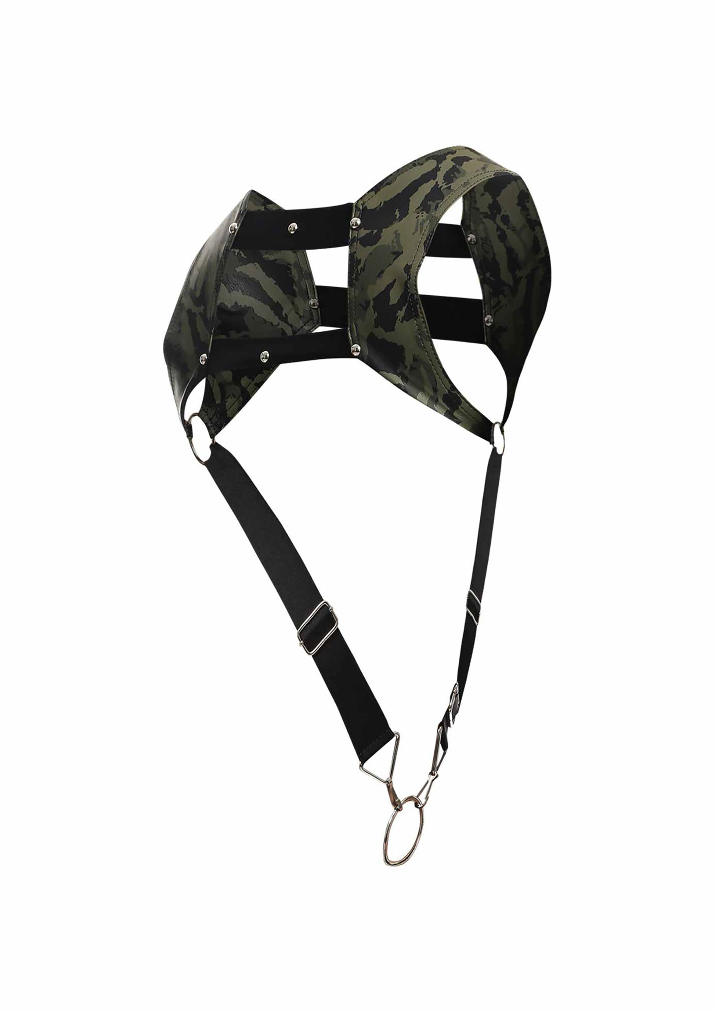 Imbragatura verde militare con anello fallico DNGEON Top Cockring Harness