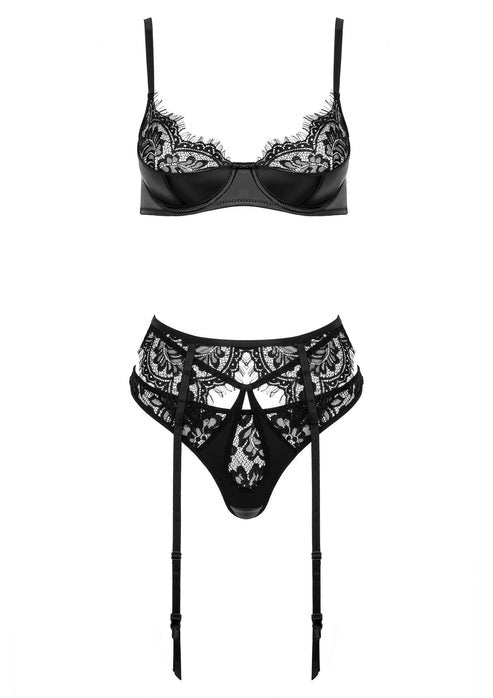 Intimo erotico in simil pelle sexy set 3pz kotek