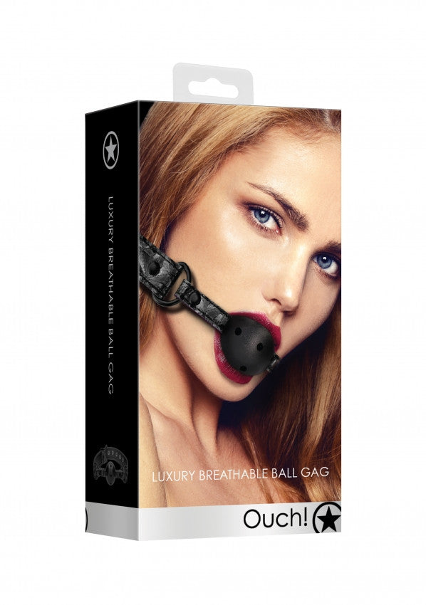 Morso forato Breathable Luxury Ball Gag - Black