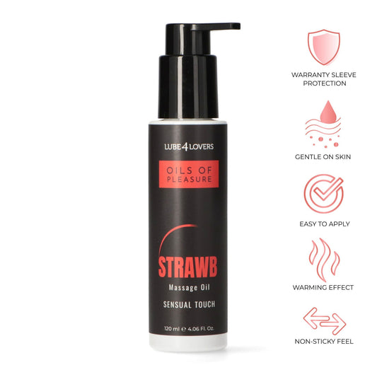 Olio per massaggio stimolante gusto fragola effetto riscaldante non sticky lube4lovers