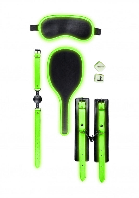 Set sadomaso Bondage Kit 1 - Glow in the Dark - Neon Green/Black
