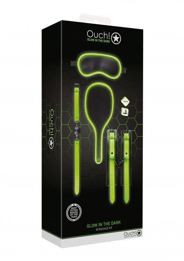 Set sadomaso Bondage Kit 1 - Glow in the Dark - Neon Green/Black