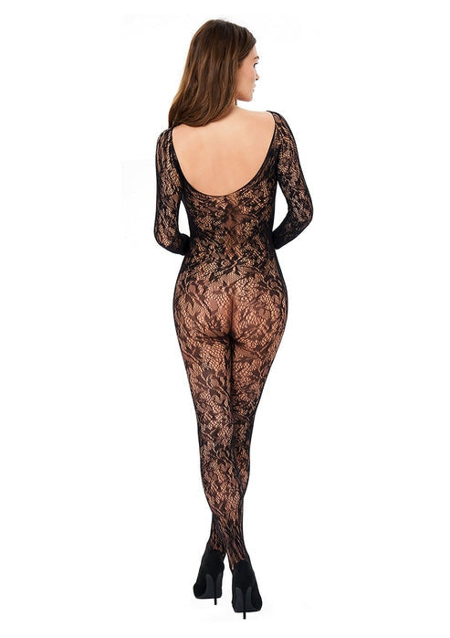 Tutina elasticizzata sexy in pizzo nero per lei kotek