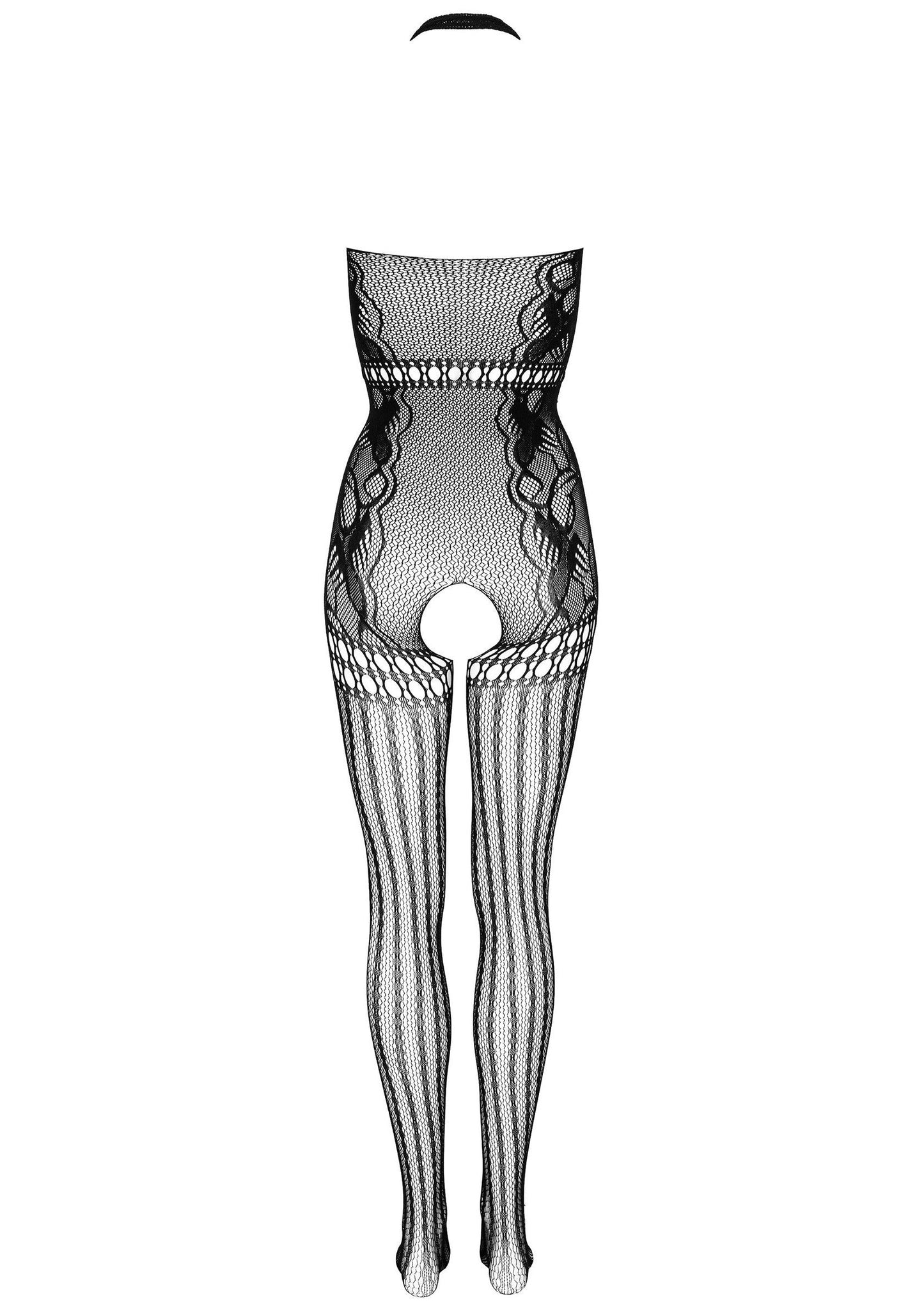 Tutina in pizzo nero con cavallo aperto bodystocking kotek