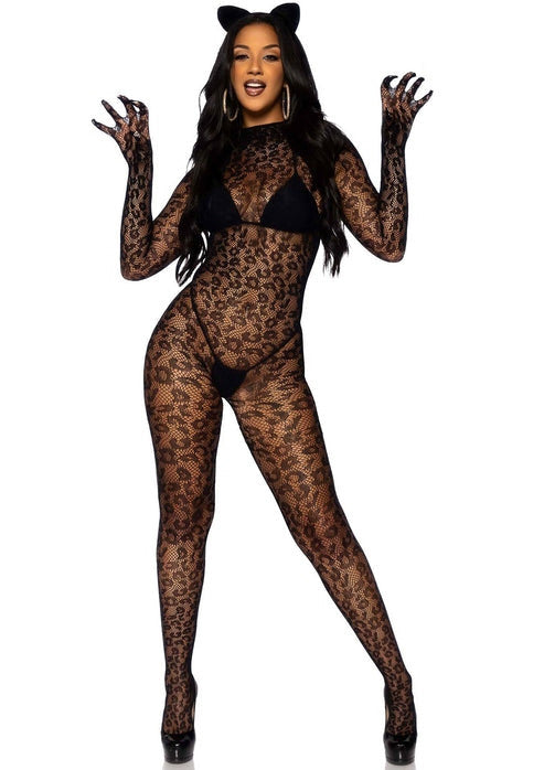 Tutina sexy per lei catsuit leopardata taglia unica leg avenue